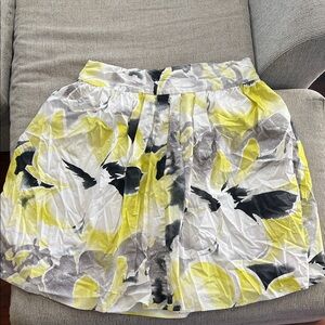 Worthington Yellow and Gray Patterned Circle Skirt